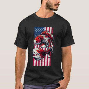 Japanische Koi-Fische USA Amerikanische Flagge Män T-Shirt