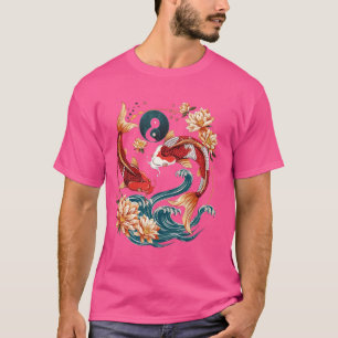 Japanische Koi-Fische Vintage-Lotusblumen T-Shirt