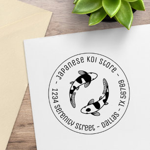Japanische Koi Fish Business Round Address 3 Gummistempel