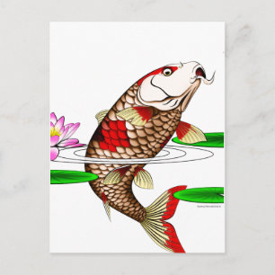 Japanische Koi Fish Carp Water Lily Postkarte