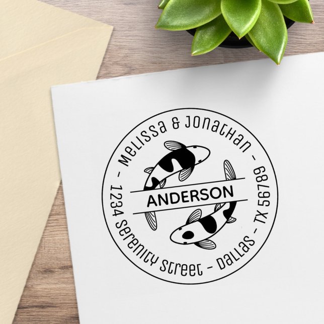 Japanische Koi Fish Couple Familienadresse 4 Gummistempel (Von Creator hochgeladen)