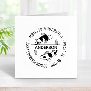 Japanische Koi Fish Couple Familienadresse 4 Gummistempel