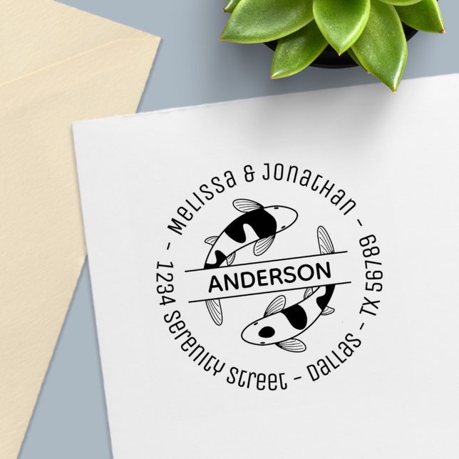 Japanische Koi Fish Couple Family Adresse Permastempel (Von Creator hochgeladen)