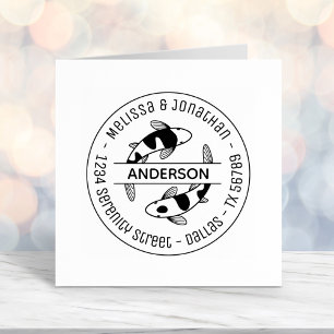 Japanische Koi Fish Couple Family Anschrift 3 Permastempel