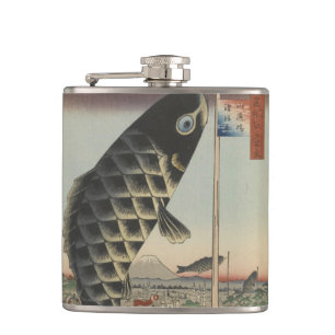 Japanische Koi Hiroshige Fisch Festival Flagge Flachmann
