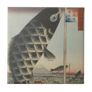 Japanische Koi Hiroshige Fisch Festival Flagge Fliese