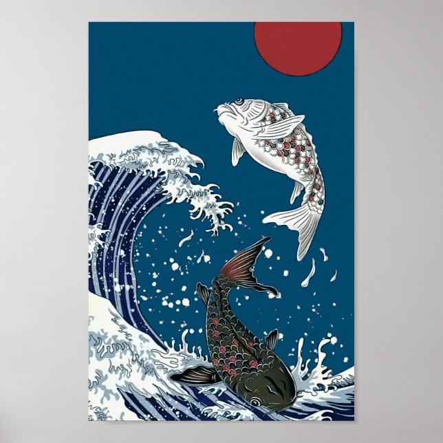 Japanische KOI Kunst, Yinyang Poster (Vorne)