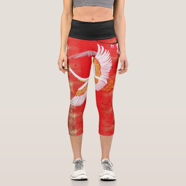Japanische Kran-Sonne Japanische Sakura Leggings C (Vorderseite)