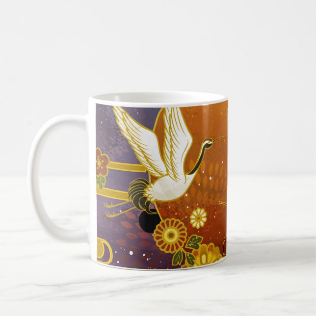 Japanische Kran-Vogel-Illustrationsfläche Kaffeetasse (Links)