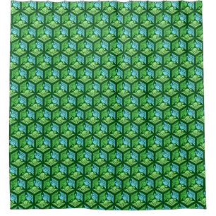 Japanische Krane, Jade Green und Light Blue Duschvorhang