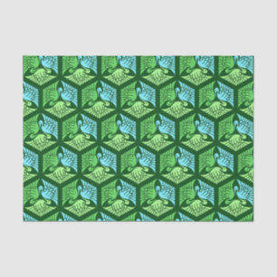 Japanische Krane, Jade Green und Light Blue Seidenpapier