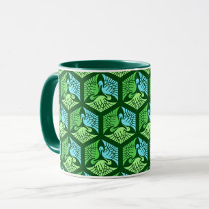 Japanische Krane, Jade Green und Light Blue Tasse