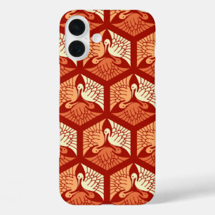 Japanische Krane, Mandarin und leichte Orange iPhone 16 Plus Hülle
