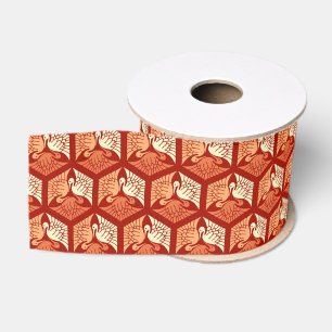 Japanische Krane, Mandarin und leichte Orange Ripsband