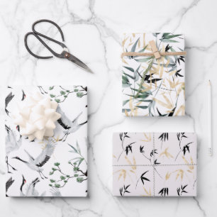Japanische Krane Pflanze Geschenkpapier Set