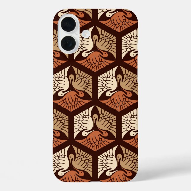 Japanische Krane, Tan, Rost und Schokolade, braun Case-Mate iPhone Hülle (Rückseite)