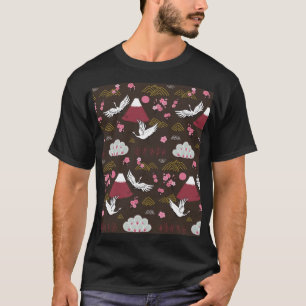 Japanische Krane: Traditionelles nahtloses Muster T-Shirt