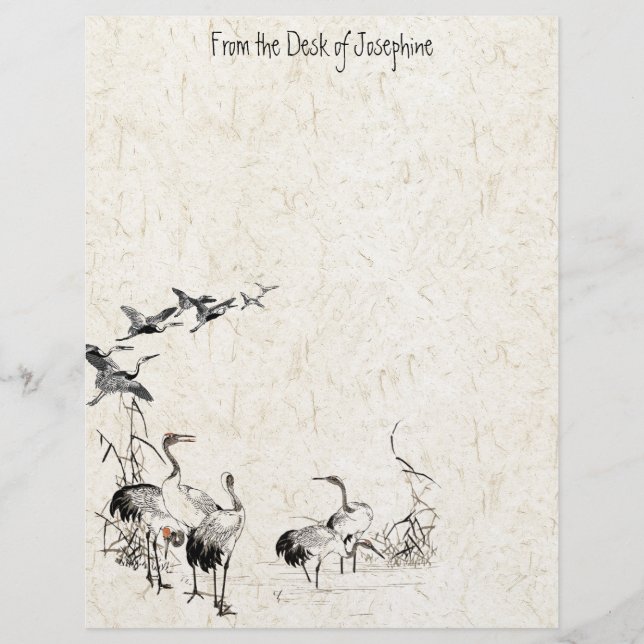 Japanische Krane-Vogelschutzgebiete Briefbogen (Vorderseite)