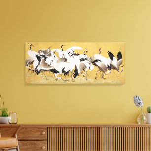 japanische Kranflock, Vintager Druck, Leinwanddruck