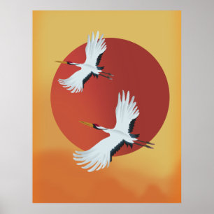 Japanische Kraniche Poster