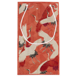 Japanische Kraniche Roter Kimono-Geschenktasche Kleine Geschenktüte