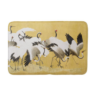 Japanische Kraniche Vintage Vogel Klassiker Badematte