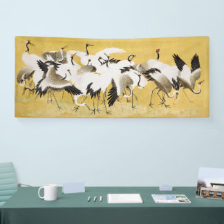 Japanische Kraniche Vintage Vogel Klassiker Banner