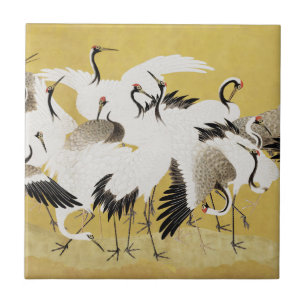 Japanische Kraniche Vintage Vogel Klassiker Fliese