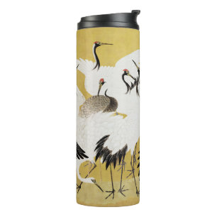 Japanische Kraniche Vintage Vogel Klassiker Thermosbecher