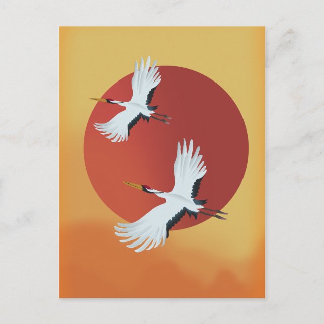 Japanische Kranvögel Postkarte (Vorderseite)
