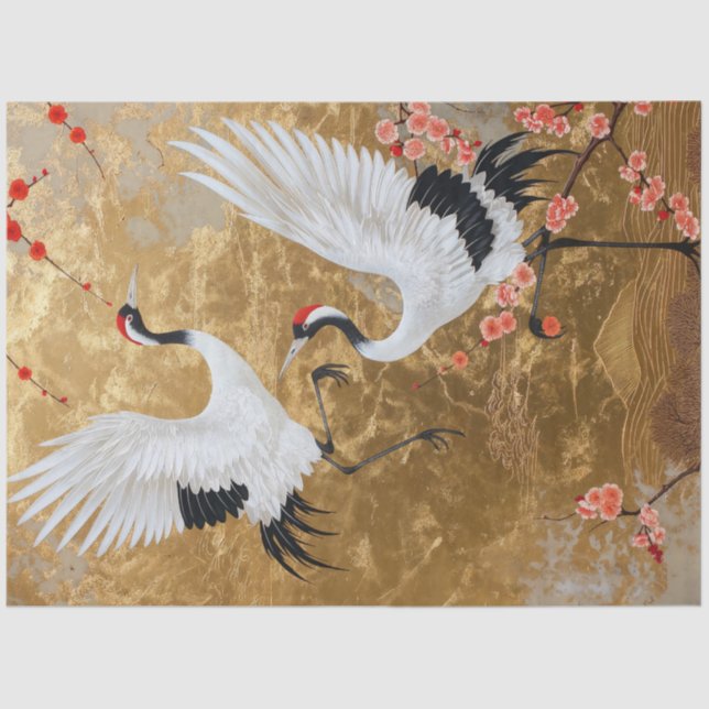 Japanische Kranvögel Seidenpapier (Vorderseite)