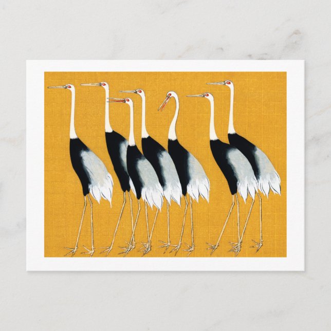 Japanische Kronenkrane - Ogata Korin - Kunst Postkarte
