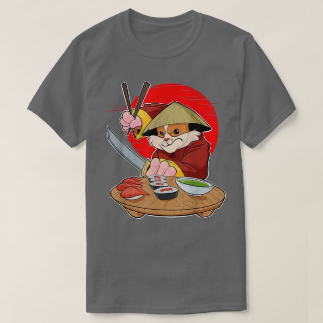 Japanische Küche I Maki Lover I Samurai Sushi Guin T-Shirt (Design vorne)