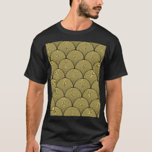 Japanische Kunst-Deco: Black Gold Design T-Shirt