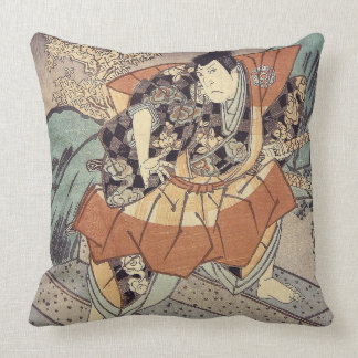 Japanische Kunst - Ein Samurai in Kampfstellung Kissen