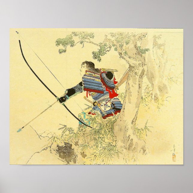 Japanische Kunst - ein Samurai mit einem Longbow u Poster (Vorne)