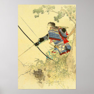 Japanische Kunst - ein Samurai mit einem Longbow u Poster