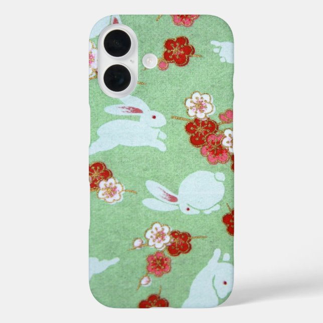 Japanische Kunst: Grüne Sakuras und Kaninchen Case-Mate iPhone Hülle (Rückseite)