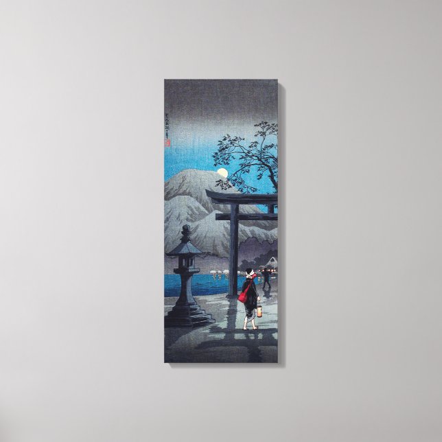 Japanische Kunst-Hakone-See im Mondlicht Leinwanddruck (Vorderseite)