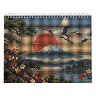 Japanische Kunst Hanafuda Vier Jahreszeiten Pixel  Kalender