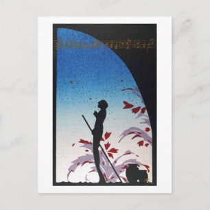 JAPANISCHE Kunst Musik Vintage Postkarte