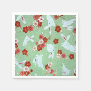 Japanische Kunst - Sakuras und Kaninchen Papier Na Serviette