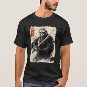 Japanische Kunst Samurai Bigfoot Vintage Sasquatch T-Shirt