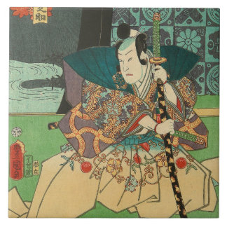 Japanische Kunst - Samurai mit einem Katana-Schwer Fliese