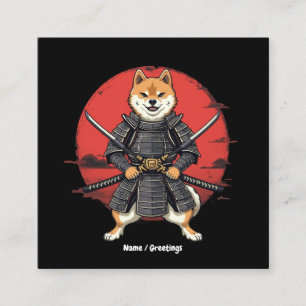 Japanische Kunst Shiba Inu Samurai Grafik Design Quadratische Visitenkarte