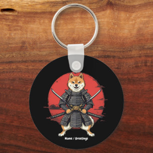 Japanische Kunst Shiba Inu Samurai Grafik Design Schlüsselanhänger