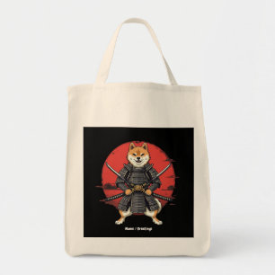 Japanische Kunst Shiba Inu Samurai Grafik Design Tragetasche