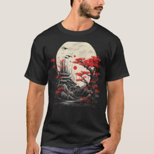 Japanische Kunst Sunset Pagoda Mount Fuji Japan Li T-Shirt