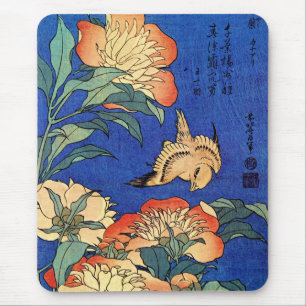 Japanische Kunst Vögel und Blumen Mousepad