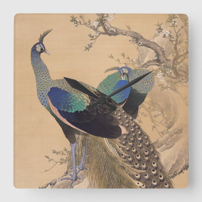 Japanische Kunstwende Quadratische Wanduhr (Vorderseite)